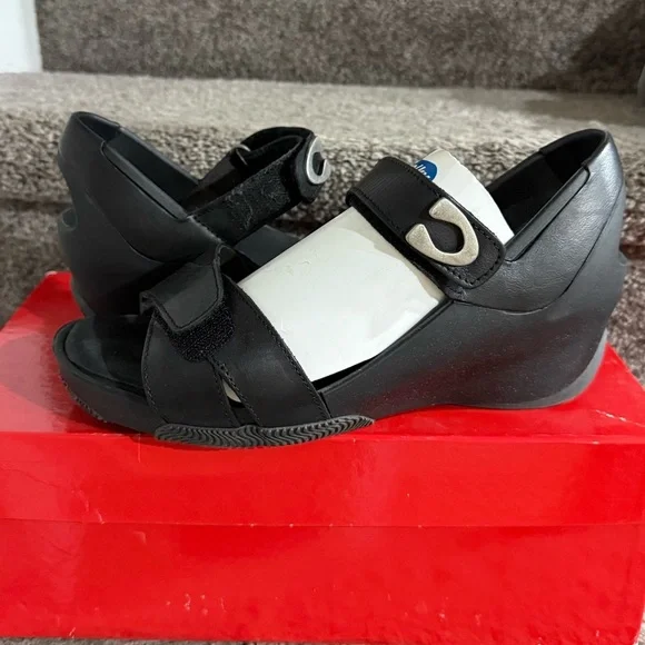 New nib wolky leather Black Women's Sandals 38 7 7.5 $120 - Picture 4 of 6